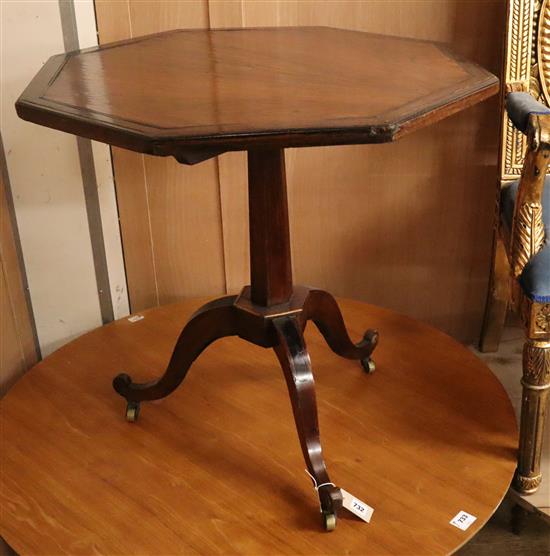 A French octagonal tripod table W.73.5cm